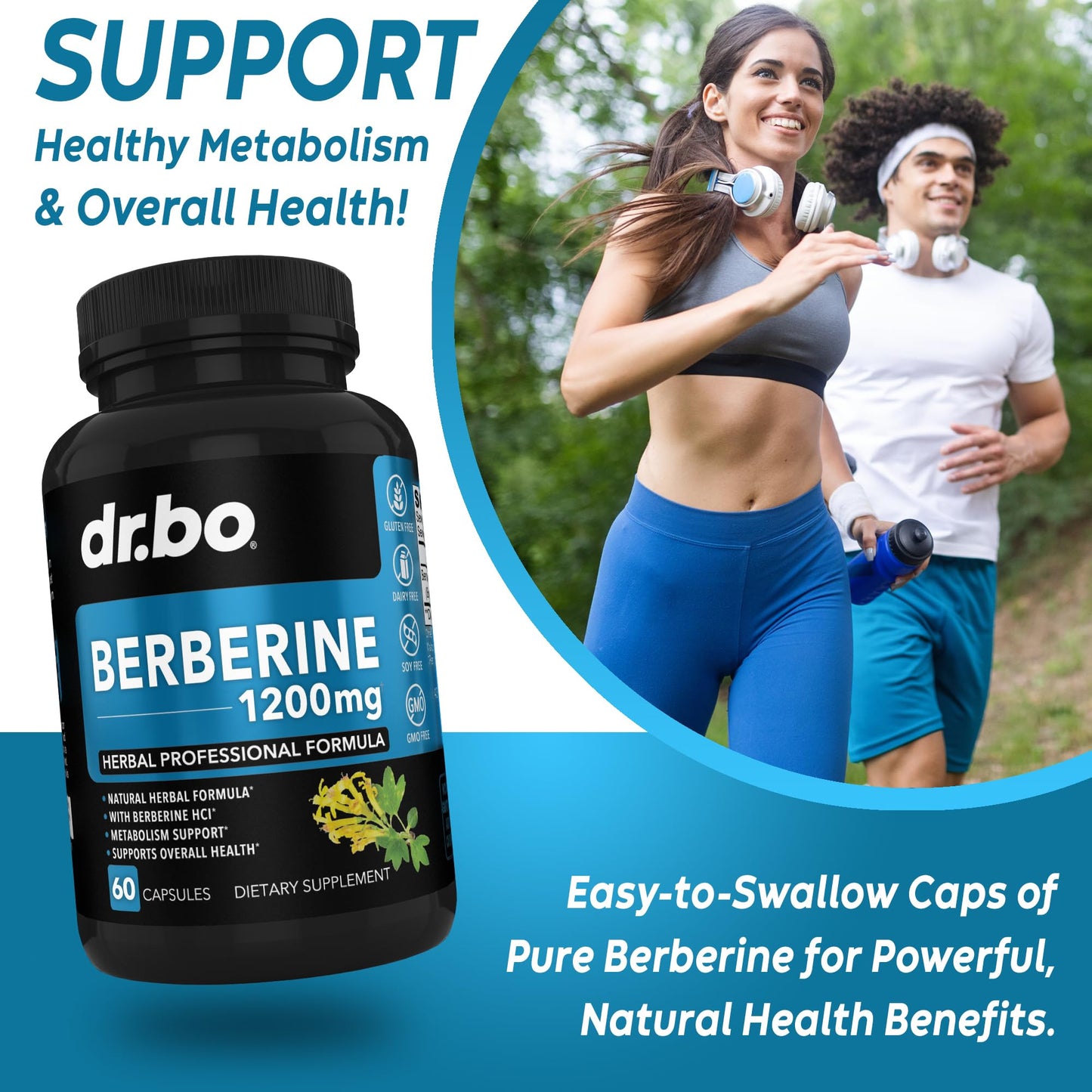DR. BO Berberine HCl 1200mg Capsules 60 Count