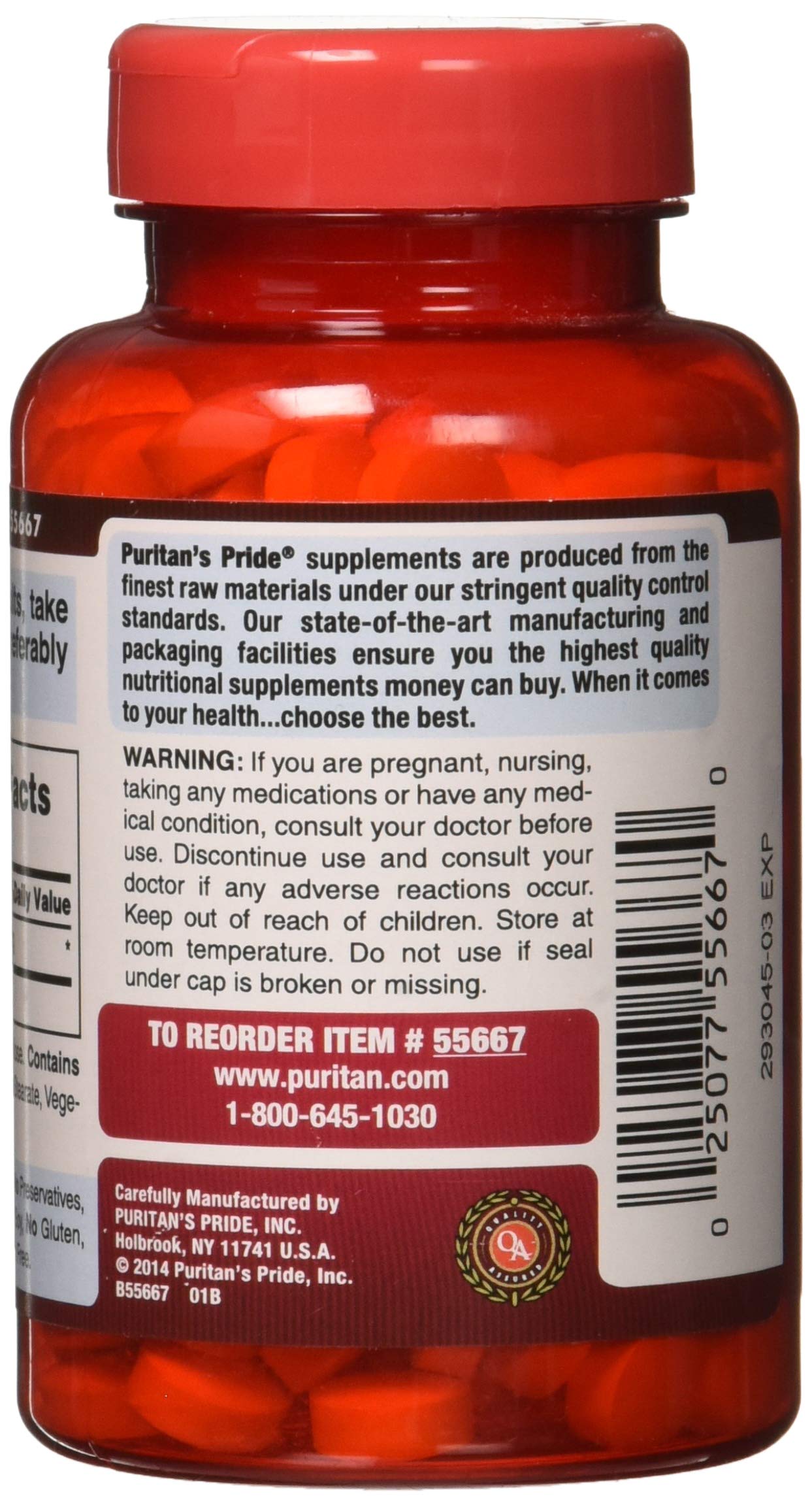 Puritan's Pride Apple Cider Vinegar 600 mg Tablets, 200 Count