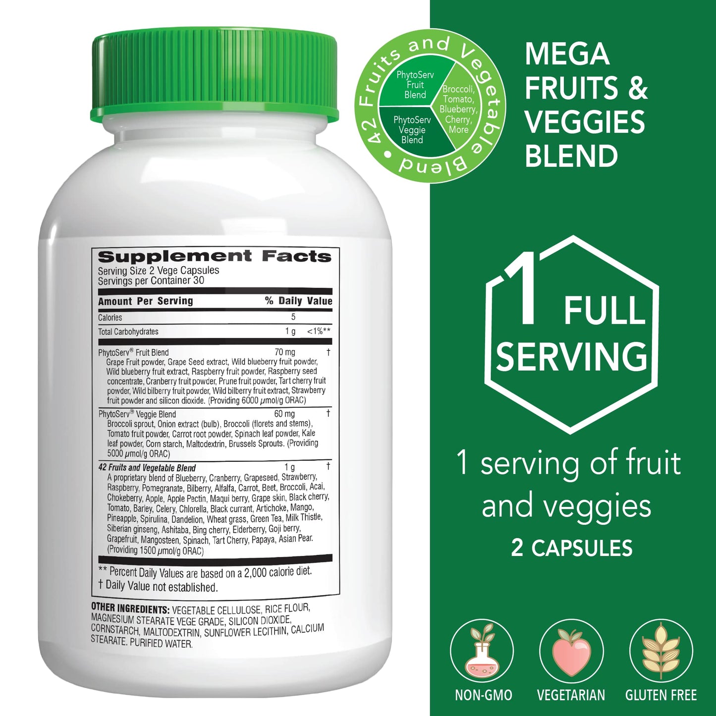 Botanic Choice Mega Fruits and Veggies Blend + Aloe Vera Bundle Capsules, 2-Pack