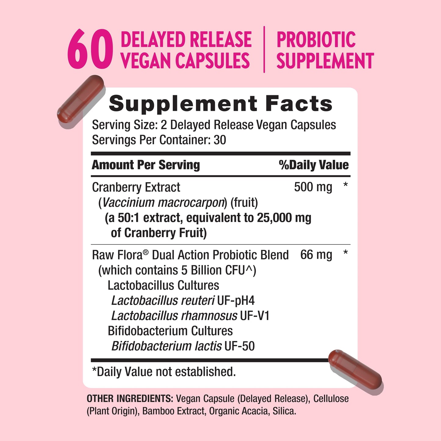 Raw Flora Probiotics for Women Urinary and Vaginal Probiotic Capsules 60 Count