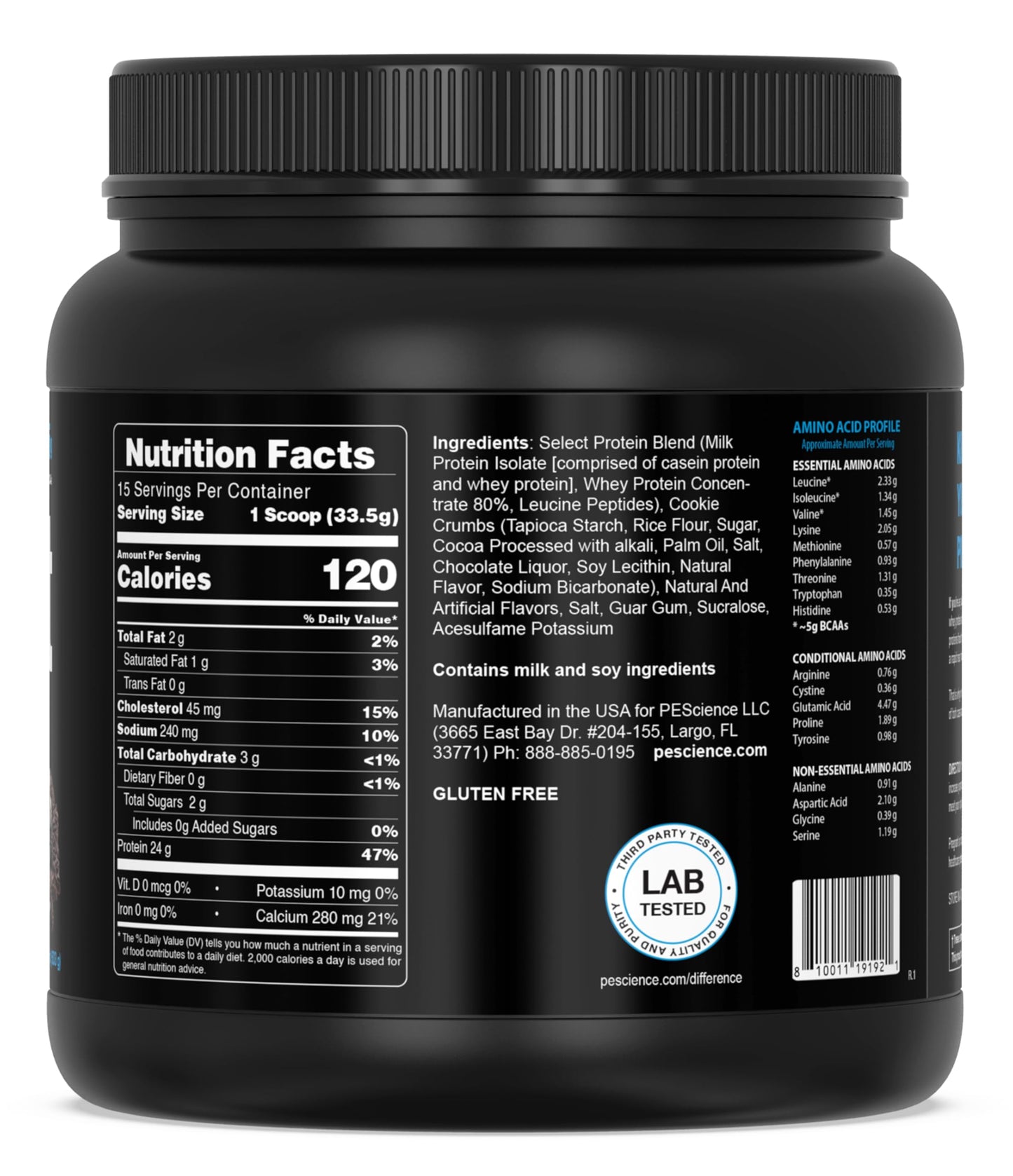 PEScience Select Protein Powder Cookies and Cream 17.7 Servings