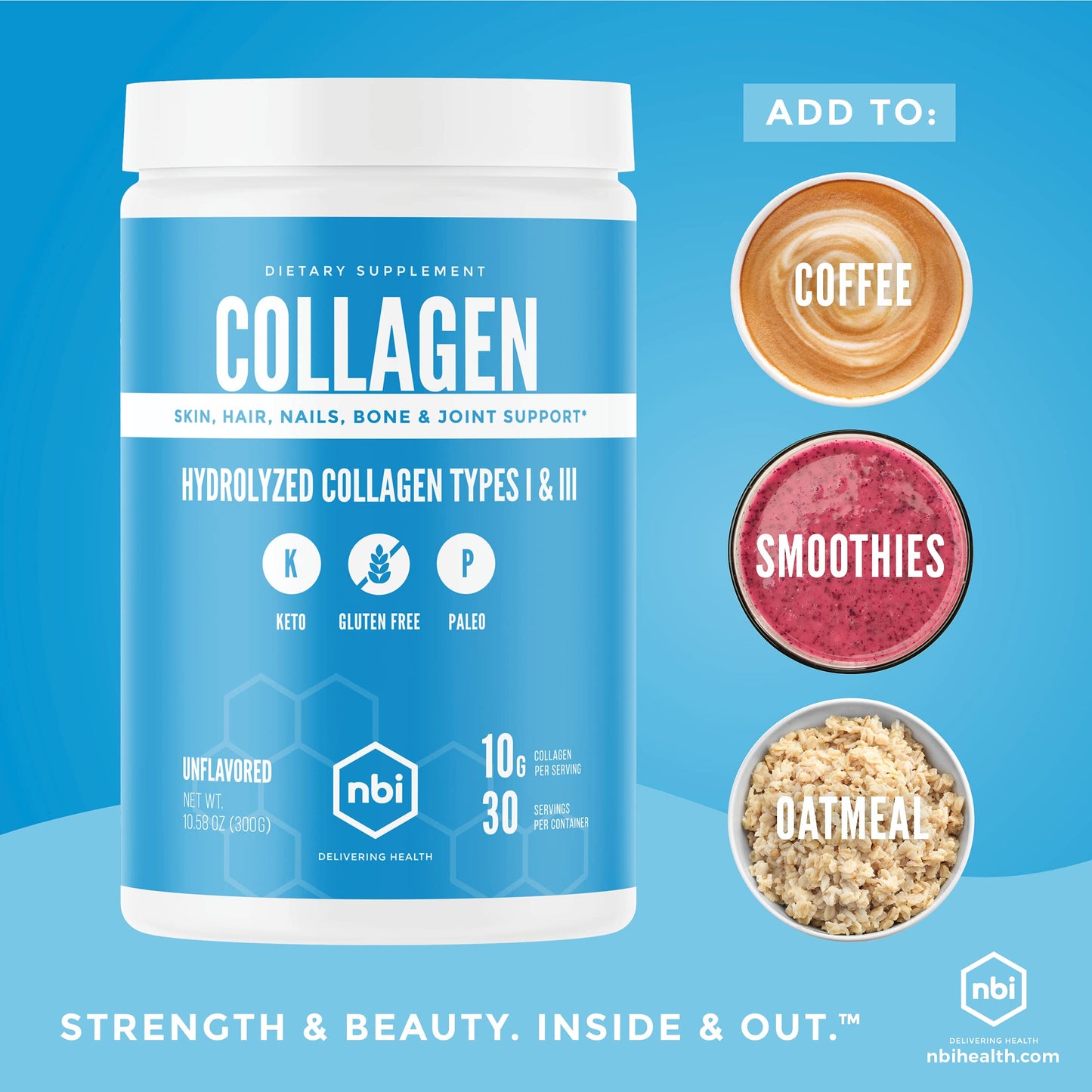 NBI Unflavored Collagen Peptides Powder 300
