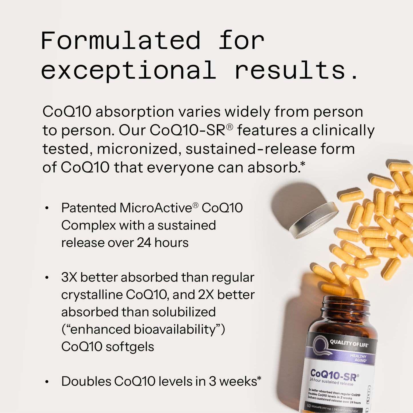 Quality of Life CoQ10 Sustained Release MicroActive Capsule 60 Count