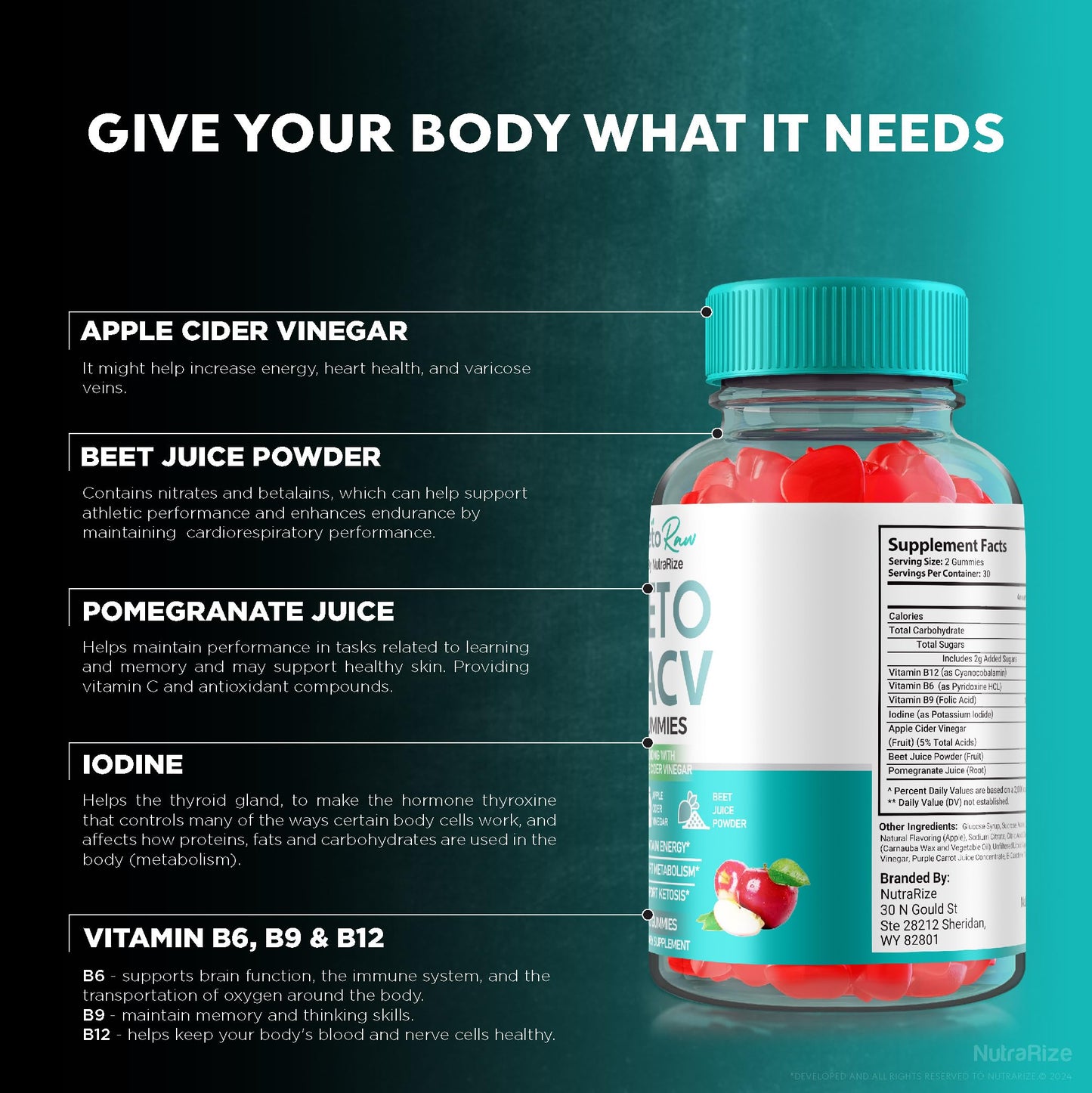 NutraRize Keto Raw ACV Gummies 120 Gummies