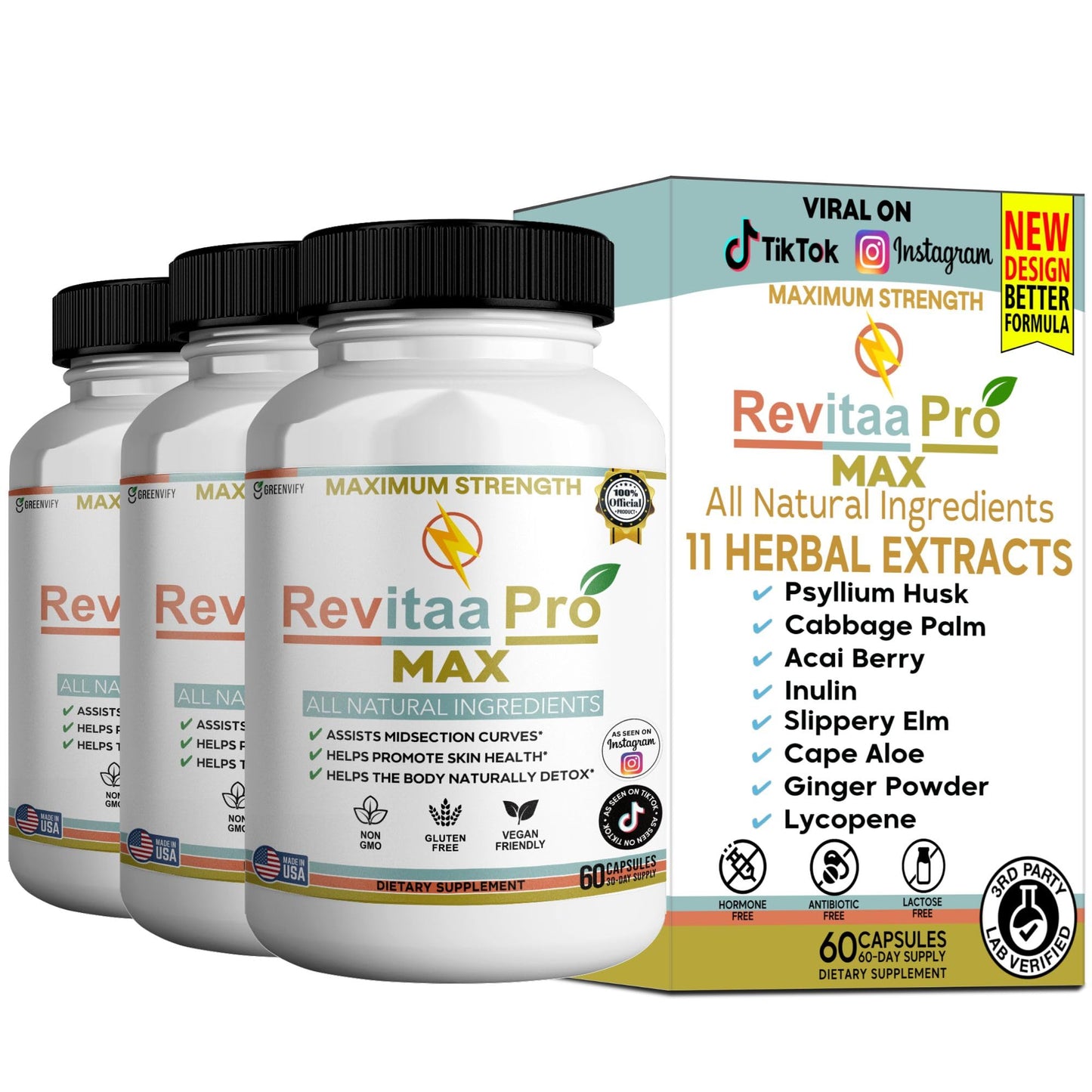 GREENVIFY Revitaa Pro Max Natural Dietary Supplement Capsule, 60 Capsules