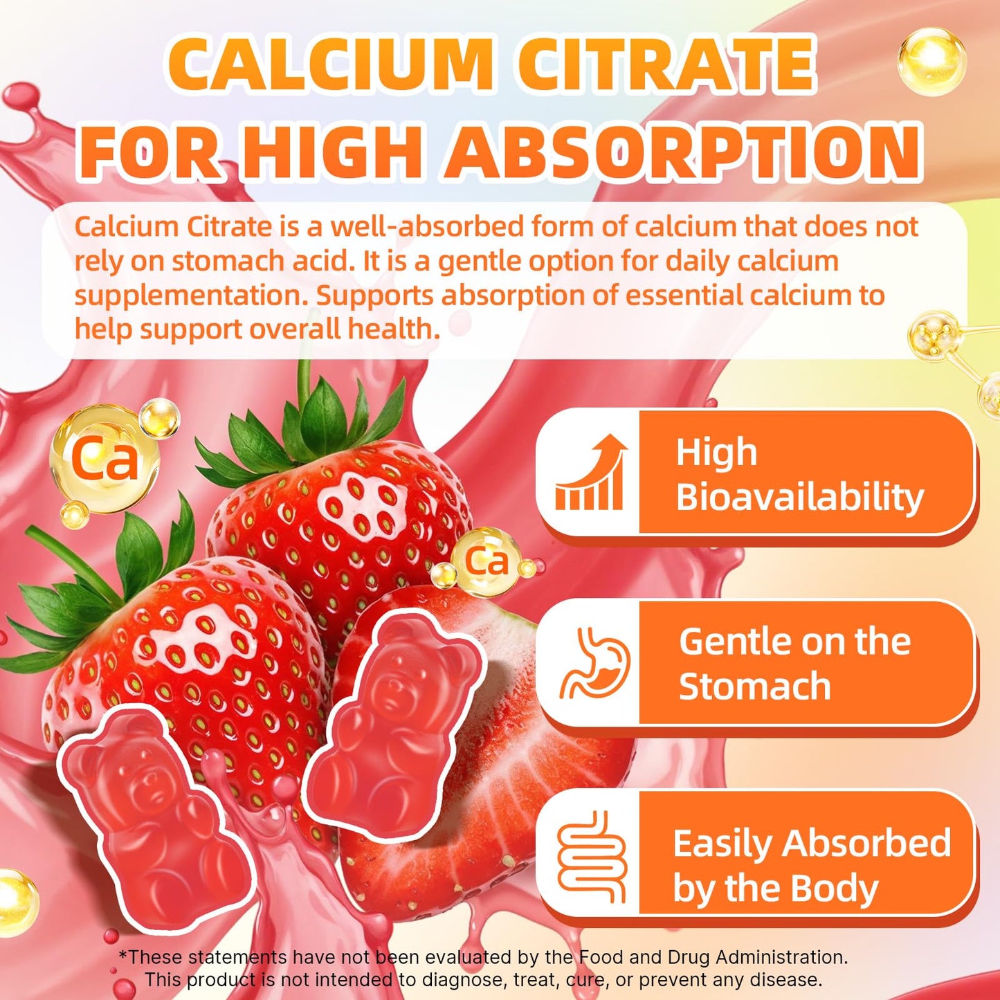 Mchokuu Calcium Citrate Gummies 1200mg Chewable Calcium Supplements for Women and Men, 120 Count