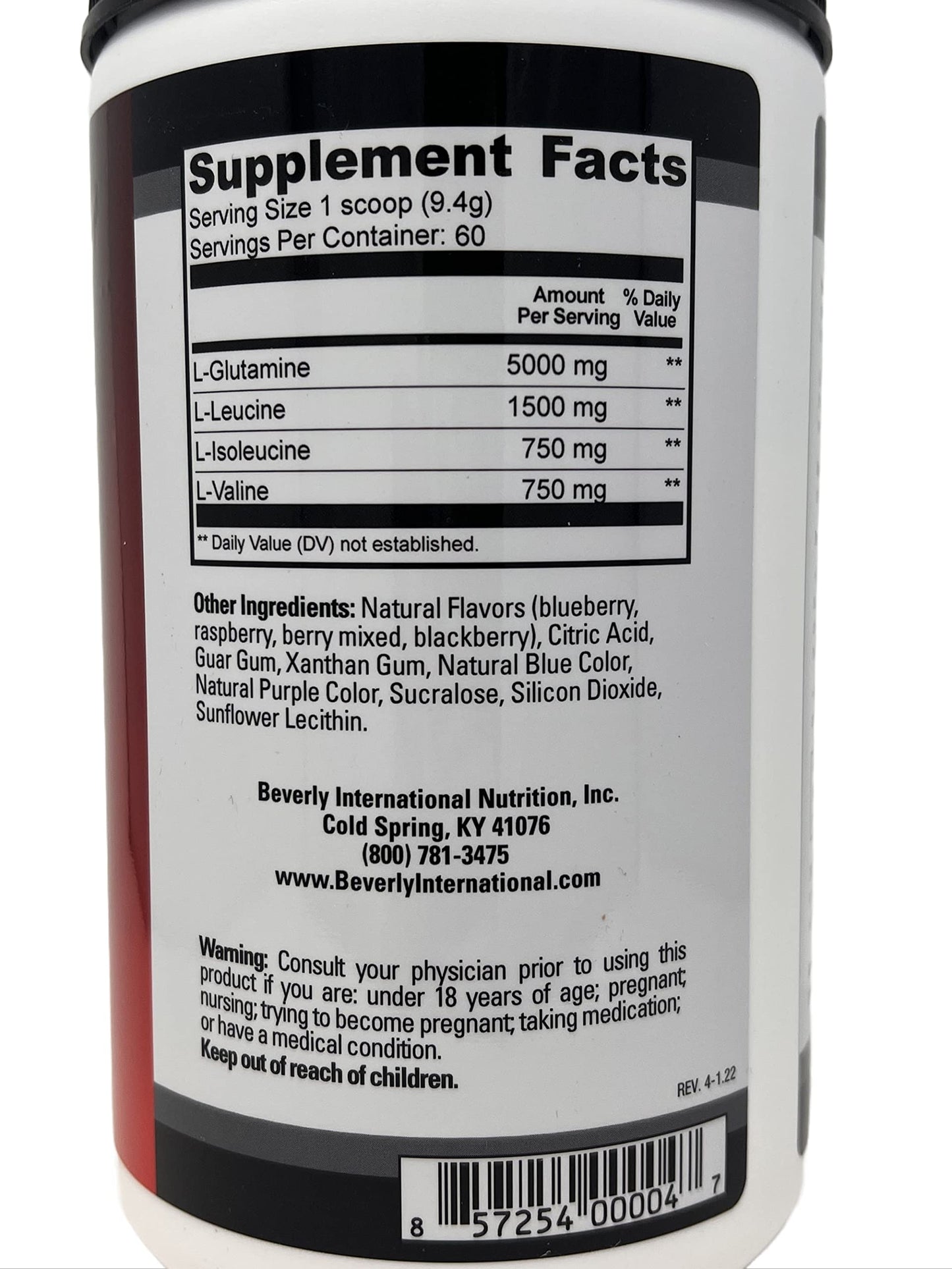 Beverly International Glutamine Select L-Glutamine Powder, 19.8 oz