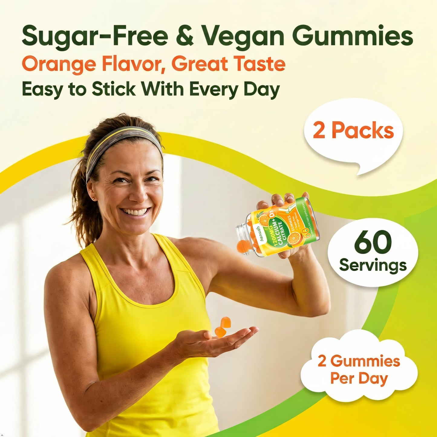 Aanuan Calcium Citrate 600-1200 mg with Vitamin D3 Gummies 180 Count