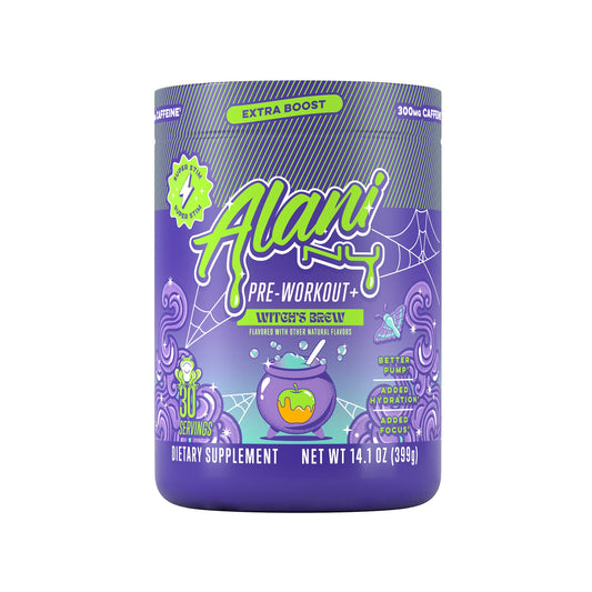 Alani Nu Pre Workout+ Powder Witches Brew, Extra Boost, Sugar Free, 300mg Caffeine, L-Theanine, Beta-Alanine, L-Citrulline, 13.8 Ounce