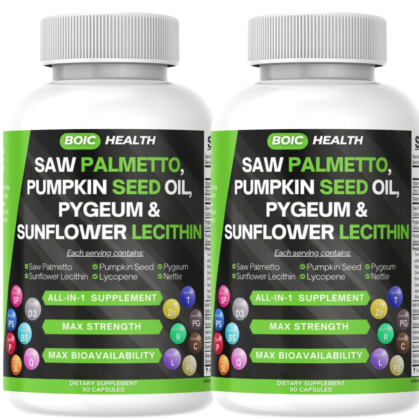 BOIC Saw Palmetto Prostate Support Extra Strength with Pumpkin Seed Oil, Pygeum, Sunflower Lecithin, Stinging Nettle & Cranberry, Zinc, Selenium & Lycopene 90 Capsules