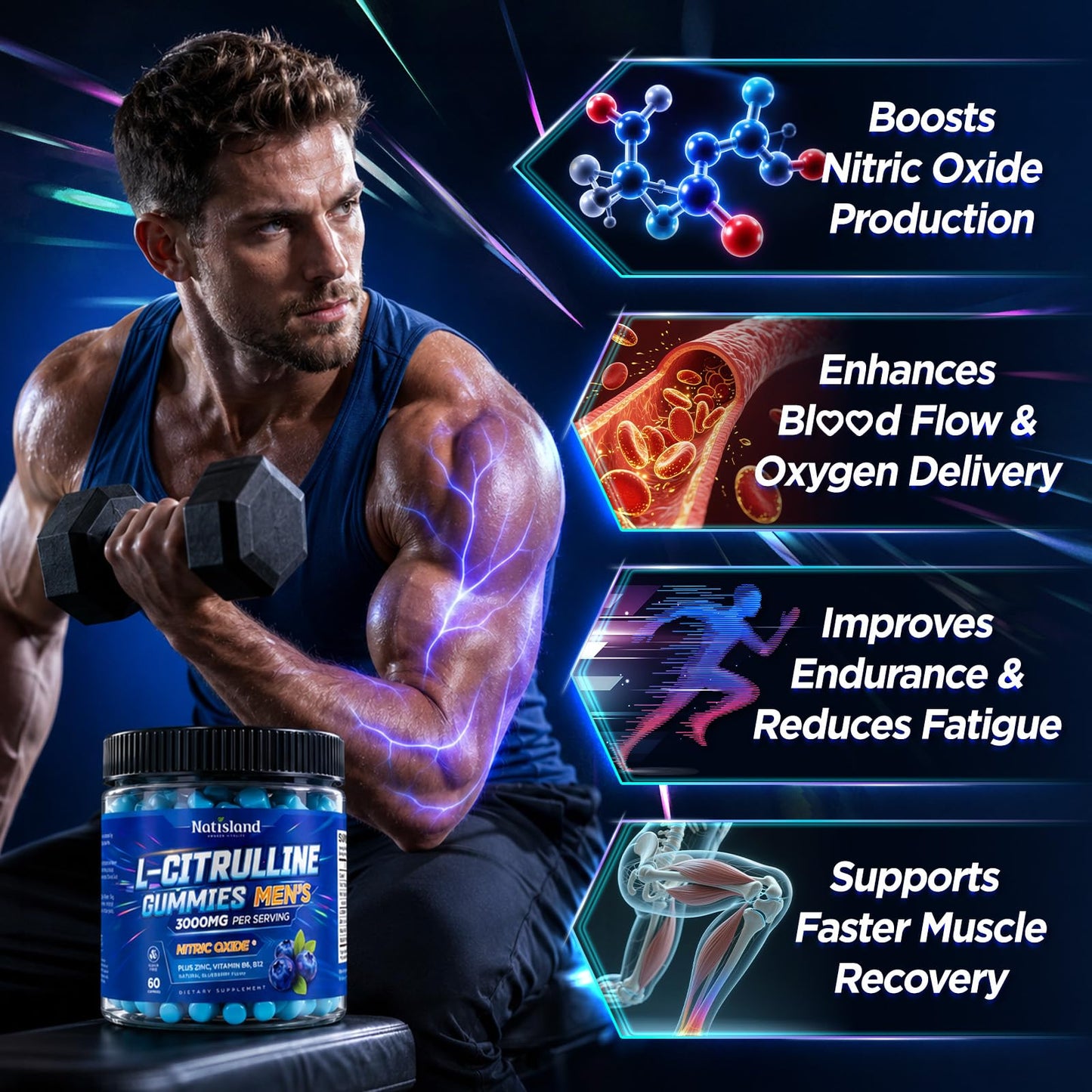 NATISLAND L-Citrulline for Men Gummies 60 Count