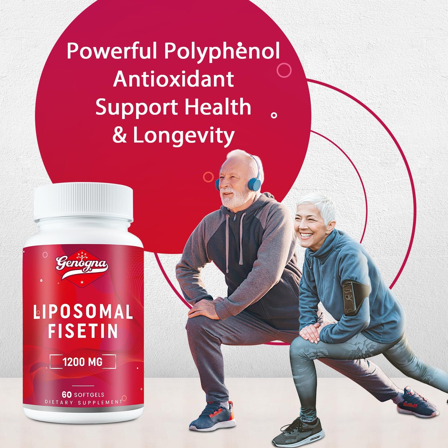Genogna 98% Pure Fisetin 1200mg Liposomal Softgels, 120 Count