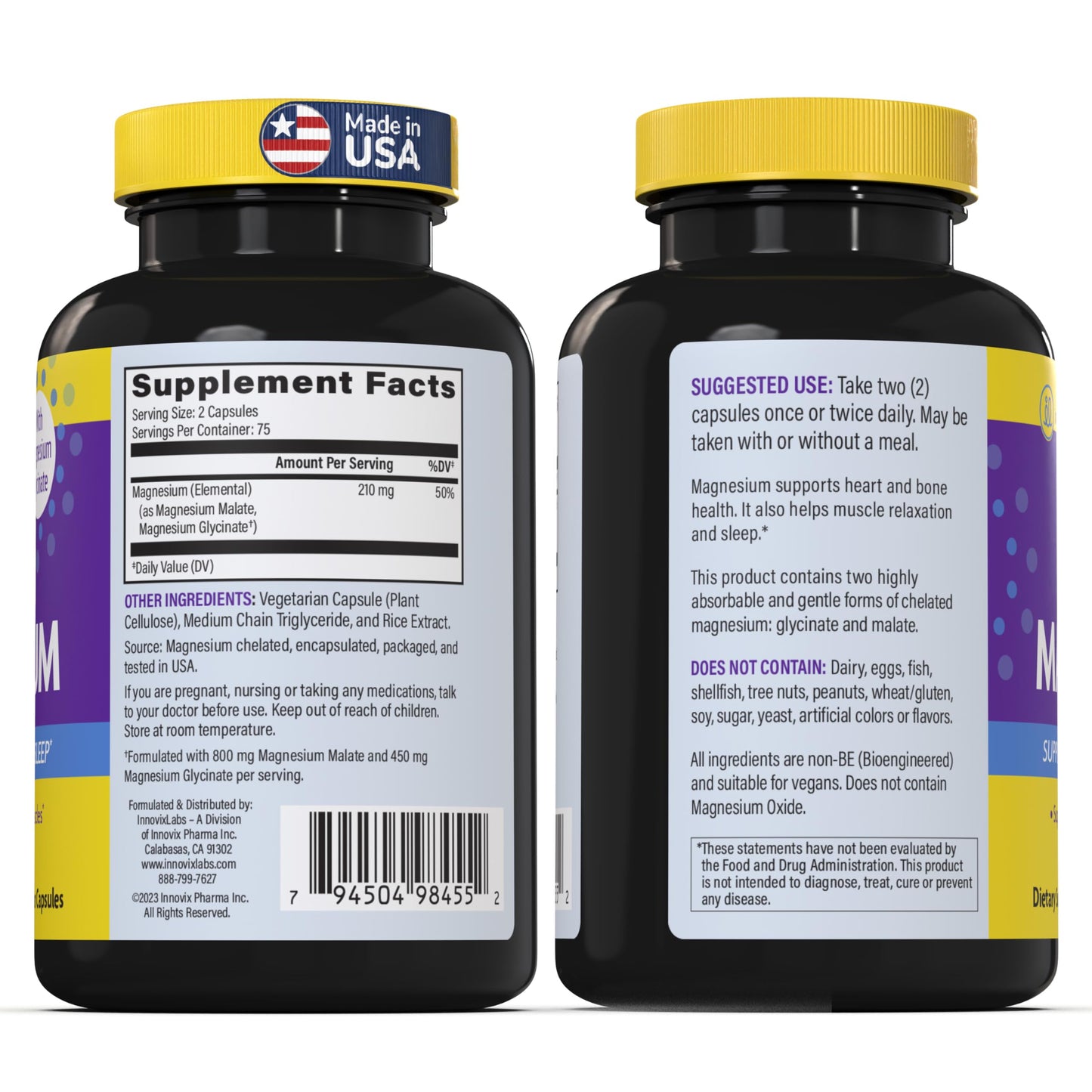 InnovixLabs Magnesium & Curcumin Bundle: Advanced Magnesium (150 Time-Release Capsules) and Turmeric Curcumin (100 Time-Release Tablets) 2-Pack