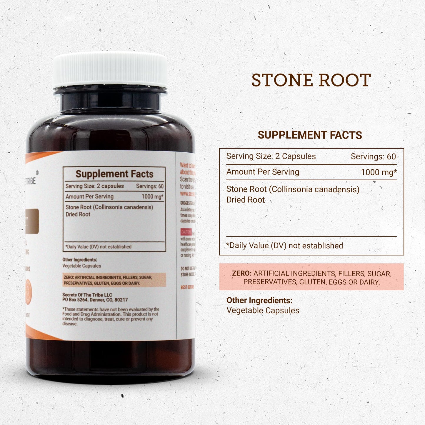 Secrets of the Tribe Stone Root Capsules, 120 Count