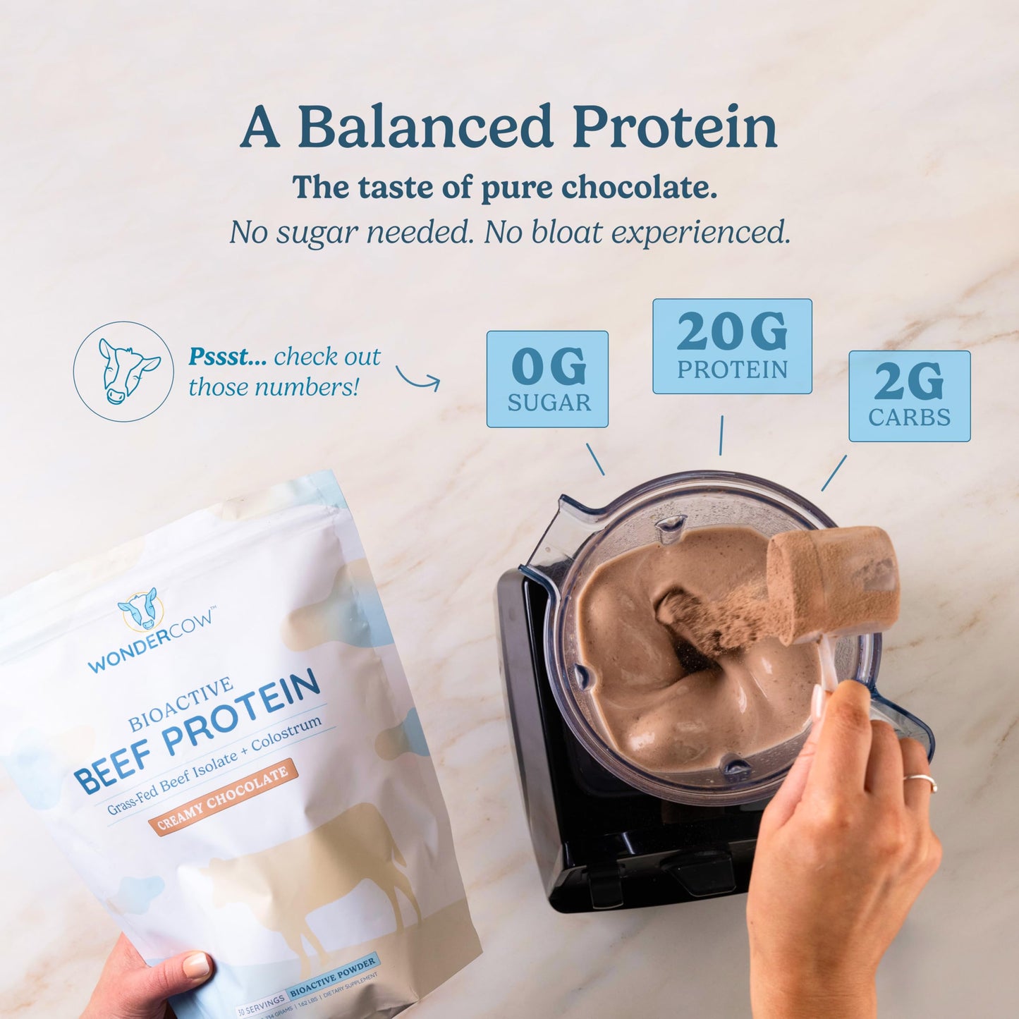 WONDERCOW Beef Protein Isolate Powder with Bovine Colostrum Supplement, 30 Servings