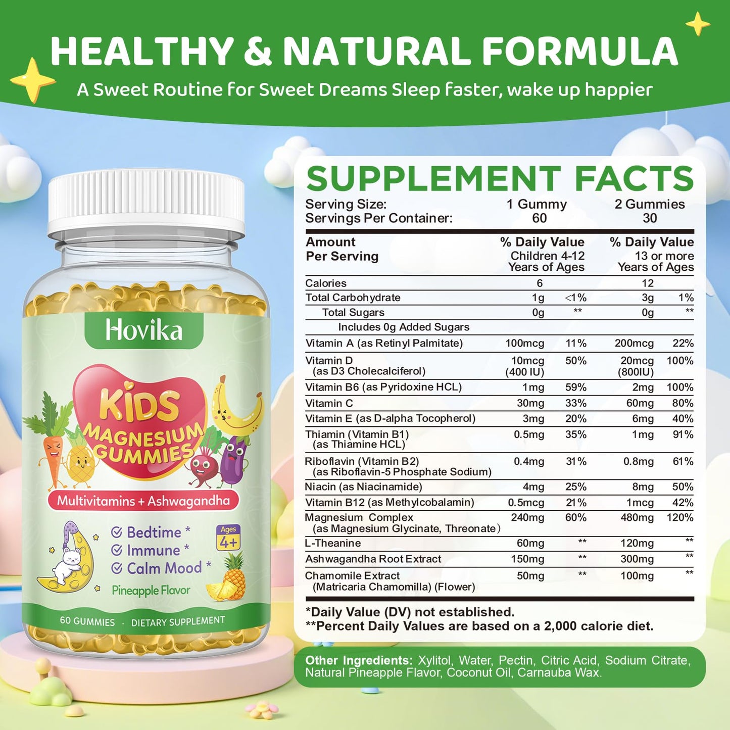 Hovika Kids Magnesium Glycinate Gummies, 60 Count
