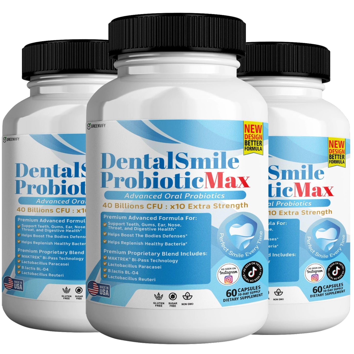 GREENVIFY DentalSmile ProbioticMax, Advanced Oral Probiotic Supplement, 180 Capsules
