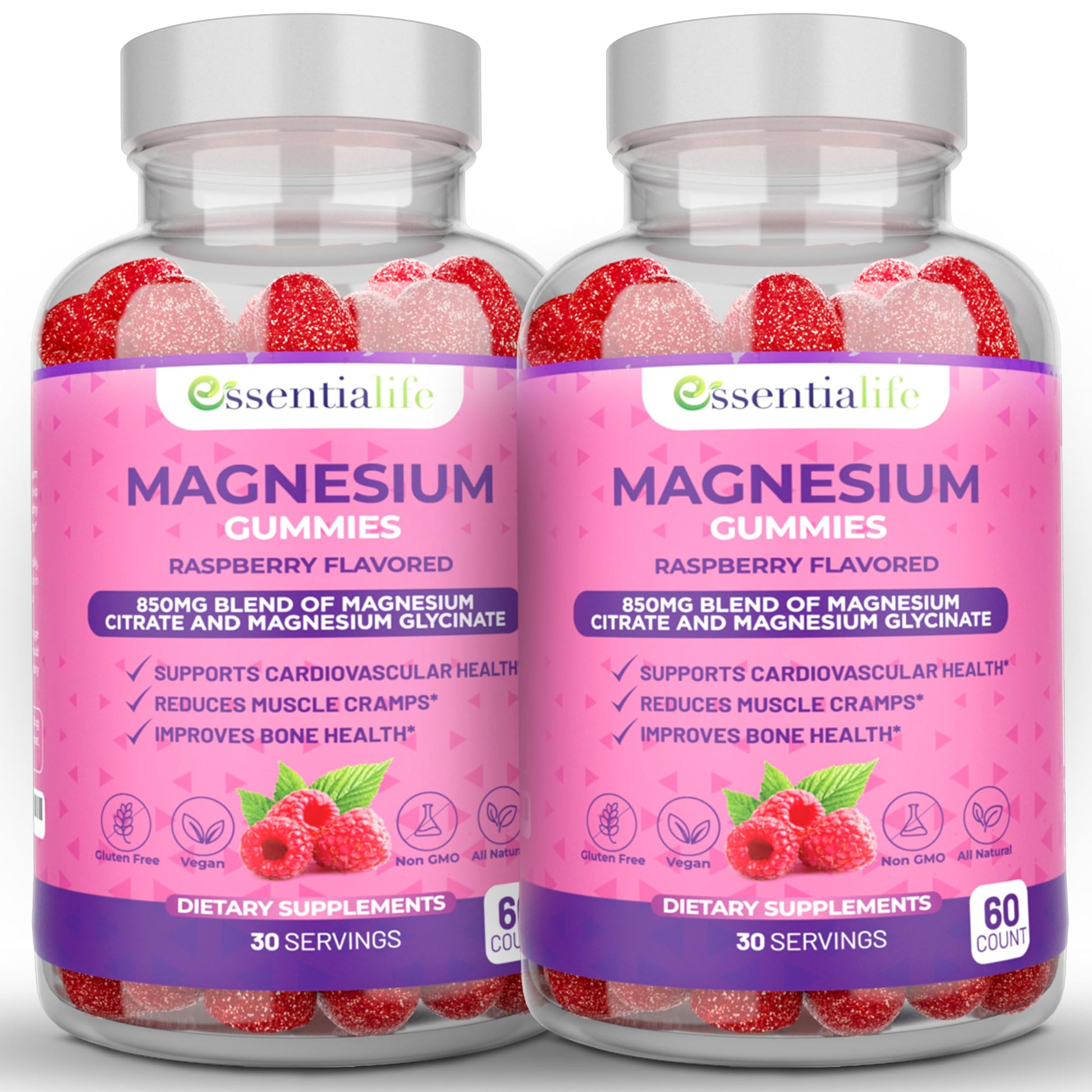 Essentialife Magnesium Gummies 100mg per serving, Magnesium Citrate & Glycinate Blend, Supports Sleep & Digestive Health, 120 Gummies