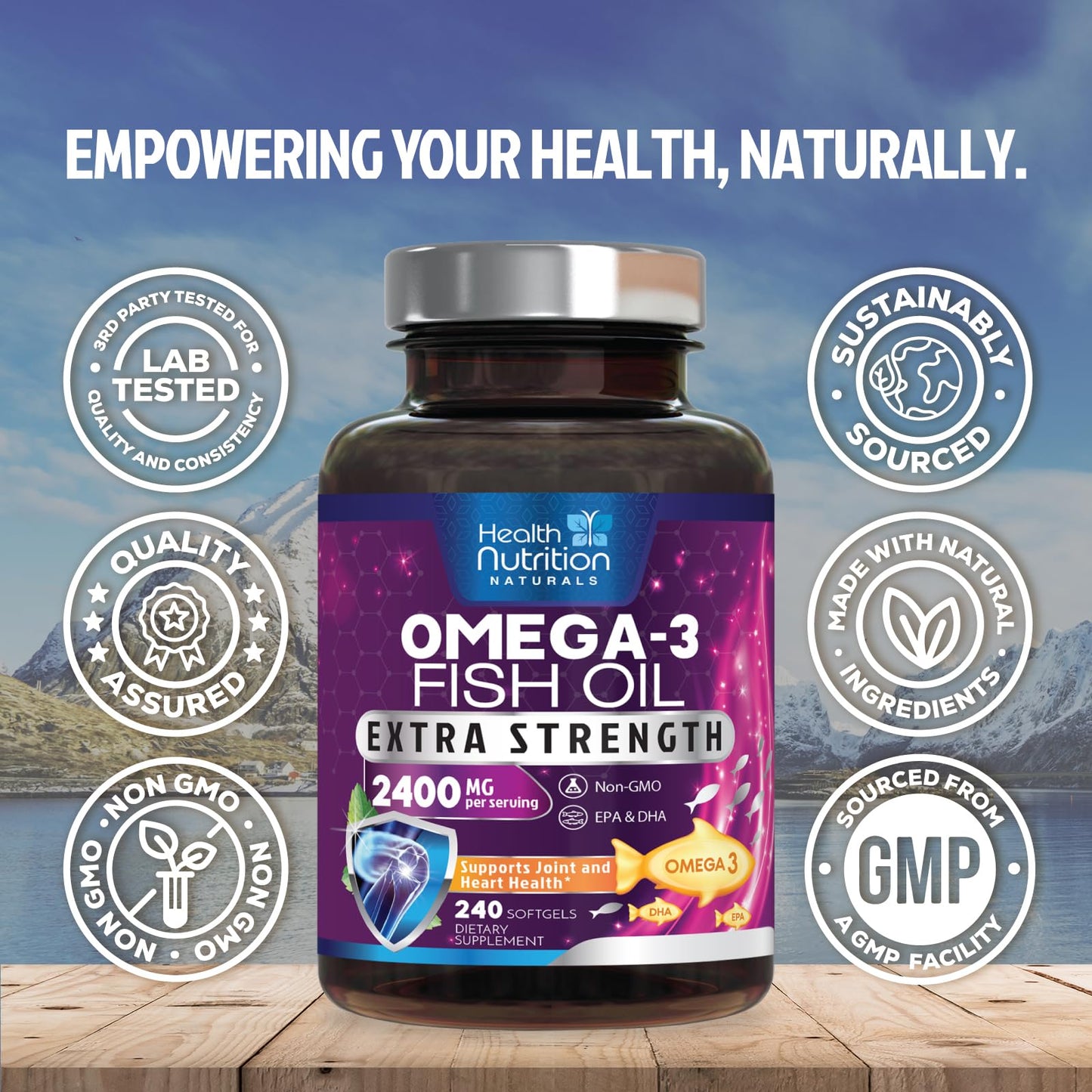 Health Nutrition Naturals Omega 3 Fish Oil Supplements Softgels 240