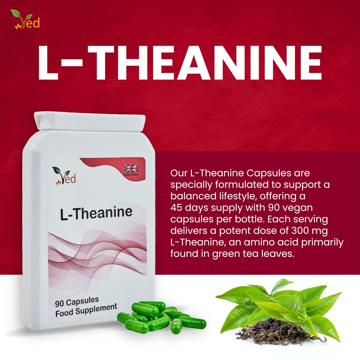Ved L-Theanine Capsule, 90 Count