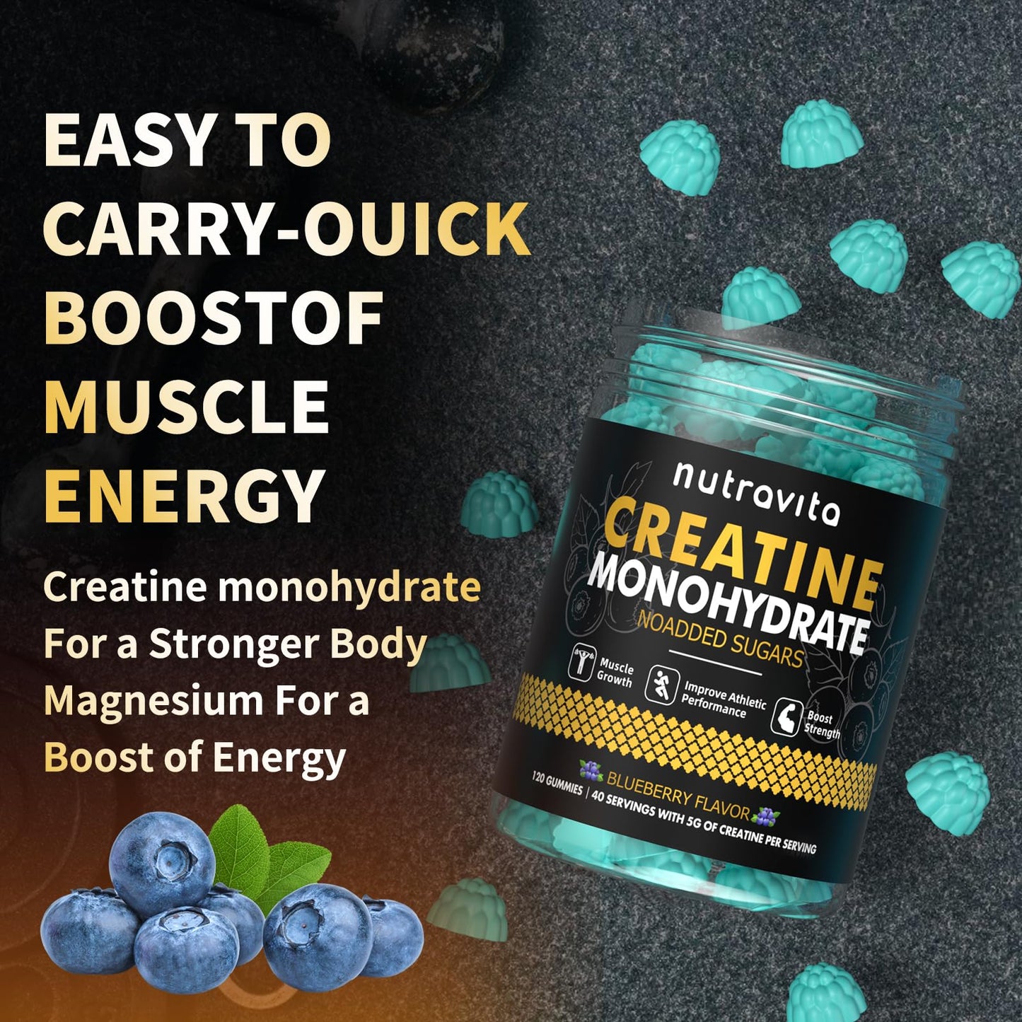Nutravita Creatine Monohydrate Gummies 120 Count
