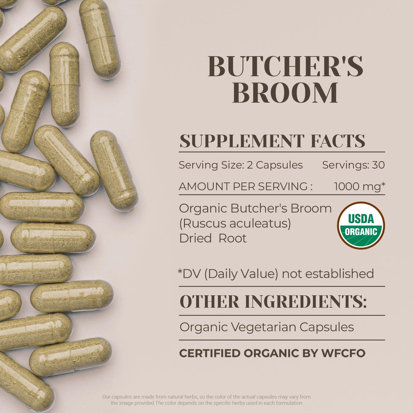 Garden Organics Butcher's Broom USDA Organic 60 Capsules