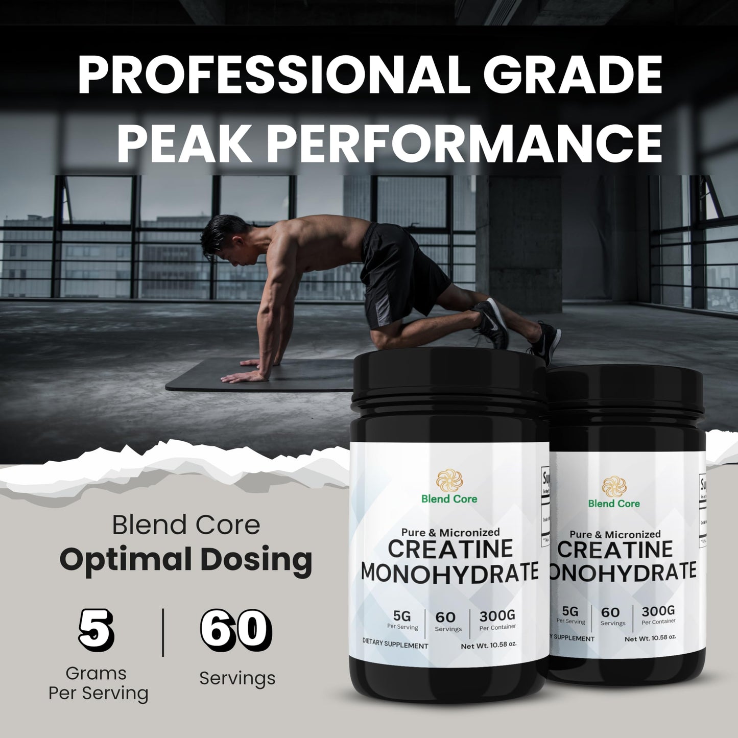 Blend Core Creatine Monohydrate Micronized Powder 10.58 Ounce