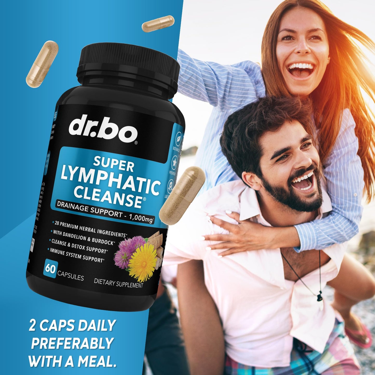 DR. BO Lymphatic Drainage Supplements Capsules, 120 Count