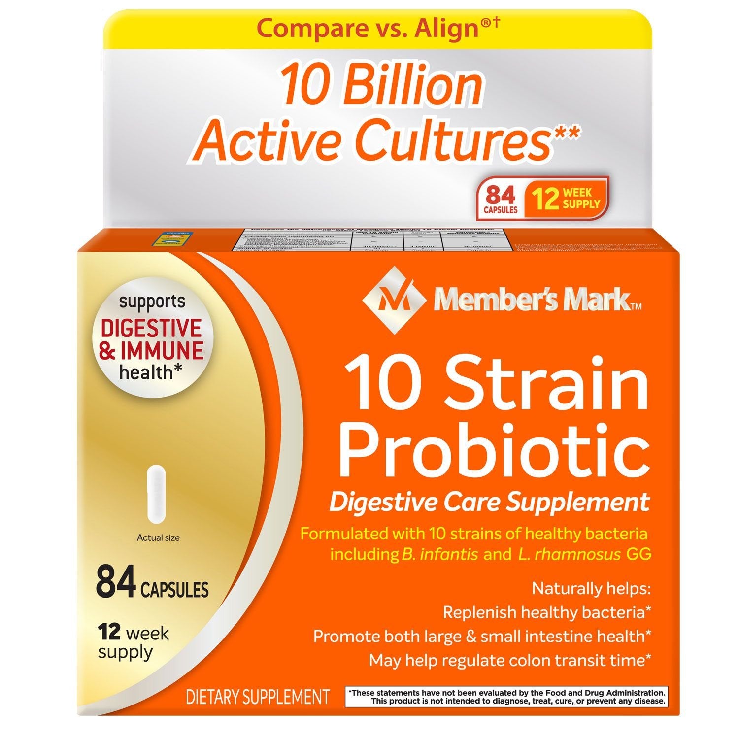 Member's Mark 5X Probiotic Supplement Capsule 84 Count