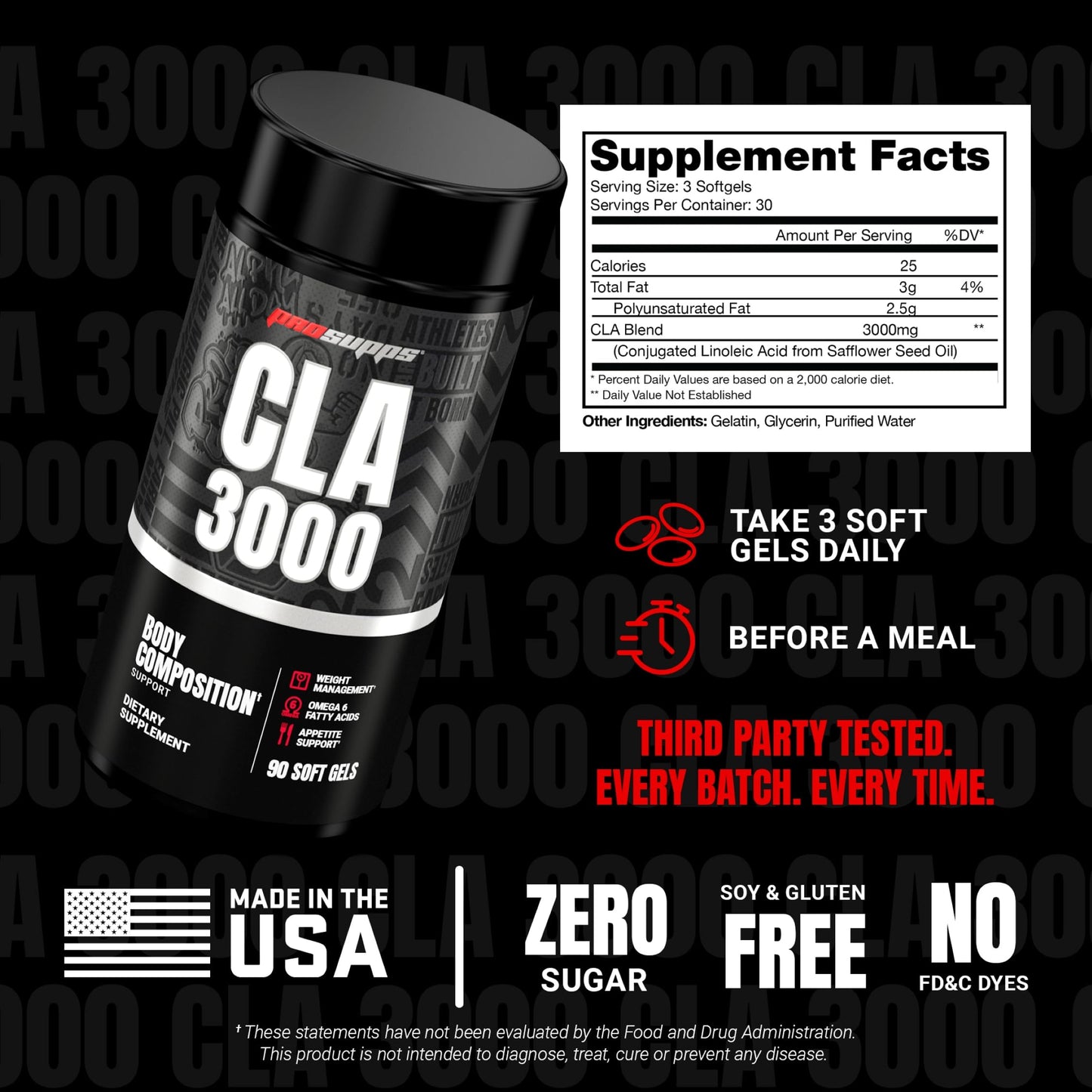 ProSupps CLA 3000 Lean Body Composition Support Softgels 90 Count