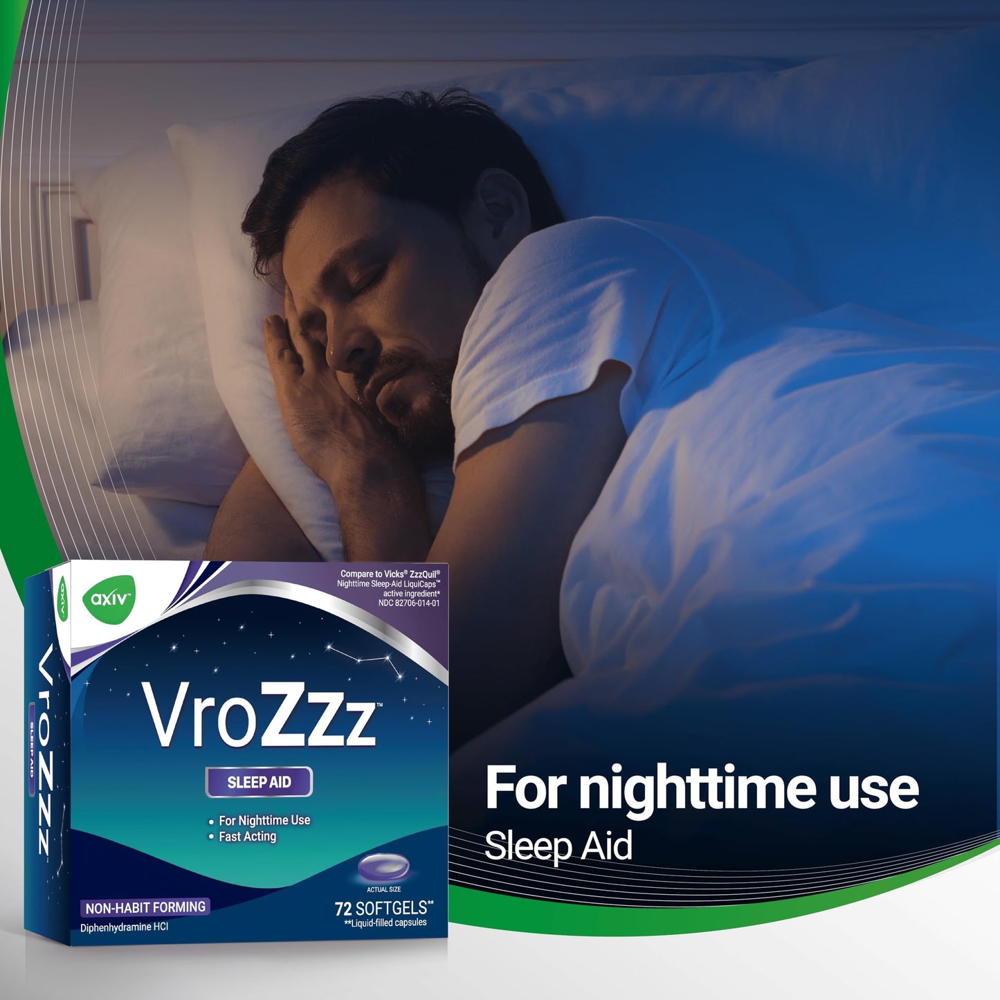 AXIV VrozZZ Nighttime Sleep Aid Softgels, 72 Softgels