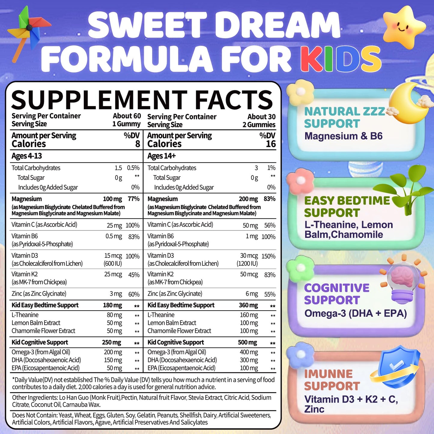 BSSTABBON Kid's 4+ Magnesium Glycinate Gummies 120 Gummies