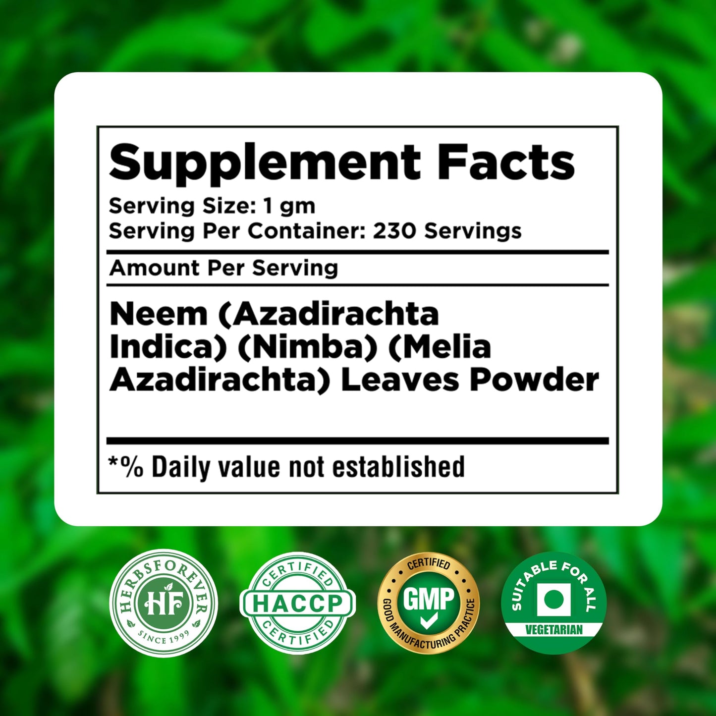 Herbsforever Neem Azadirachta Indica Powder 8.11 Ounce