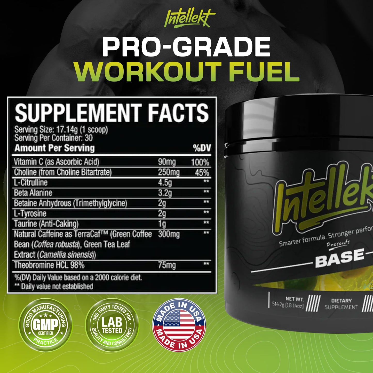 Intellekt BASE Daily Pre Workout Powder for Men and Women, 30 Servings