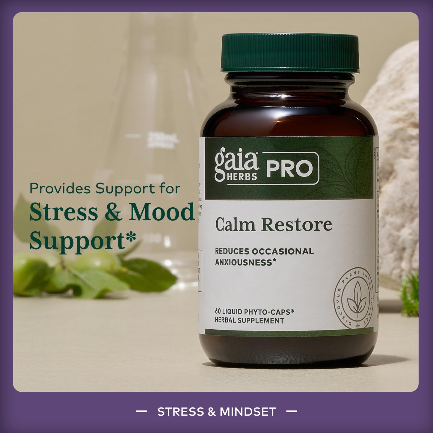 Gaia Herbs PRO Calm Restore - Nervous System Support Supplement Capsules, 60 Count