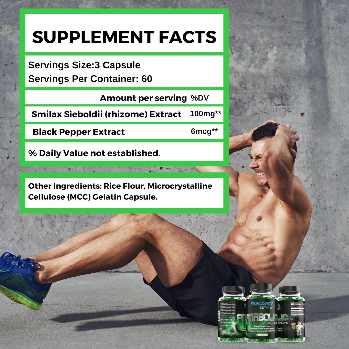 Worldwide Nutrition Anabolic Accelerator Capsules, 180