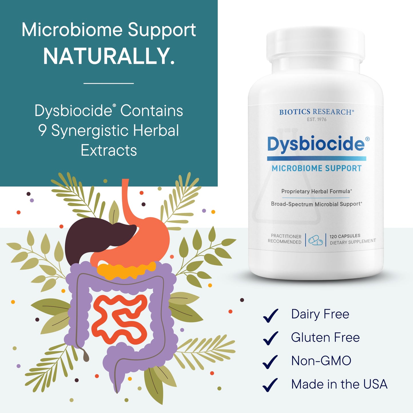 Biotics Research Dysbiocide Synergistic Botanical Blend Capsule 120