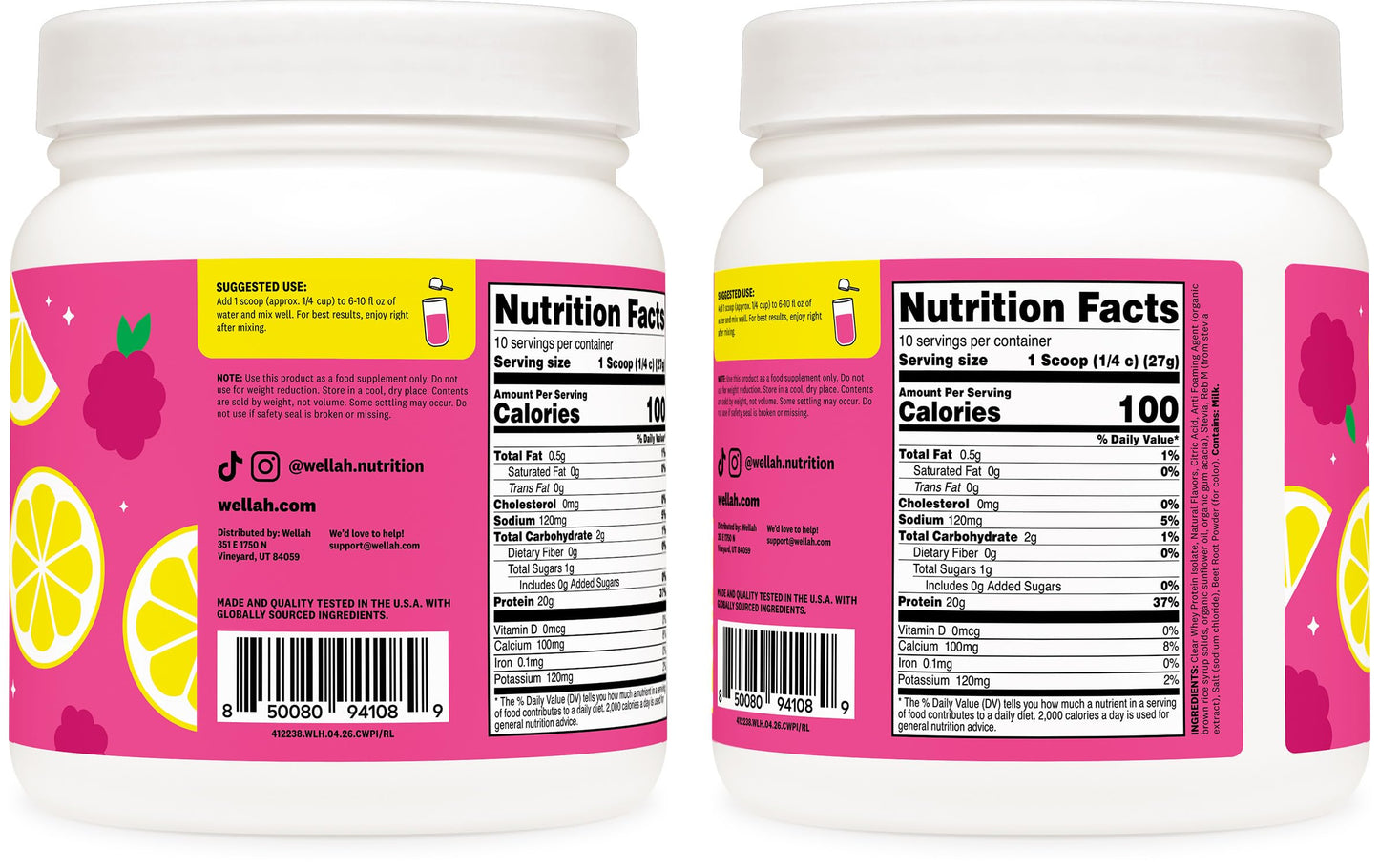 Wellah Clear Whey Protein Isolate Powder 9.8 Ounce
