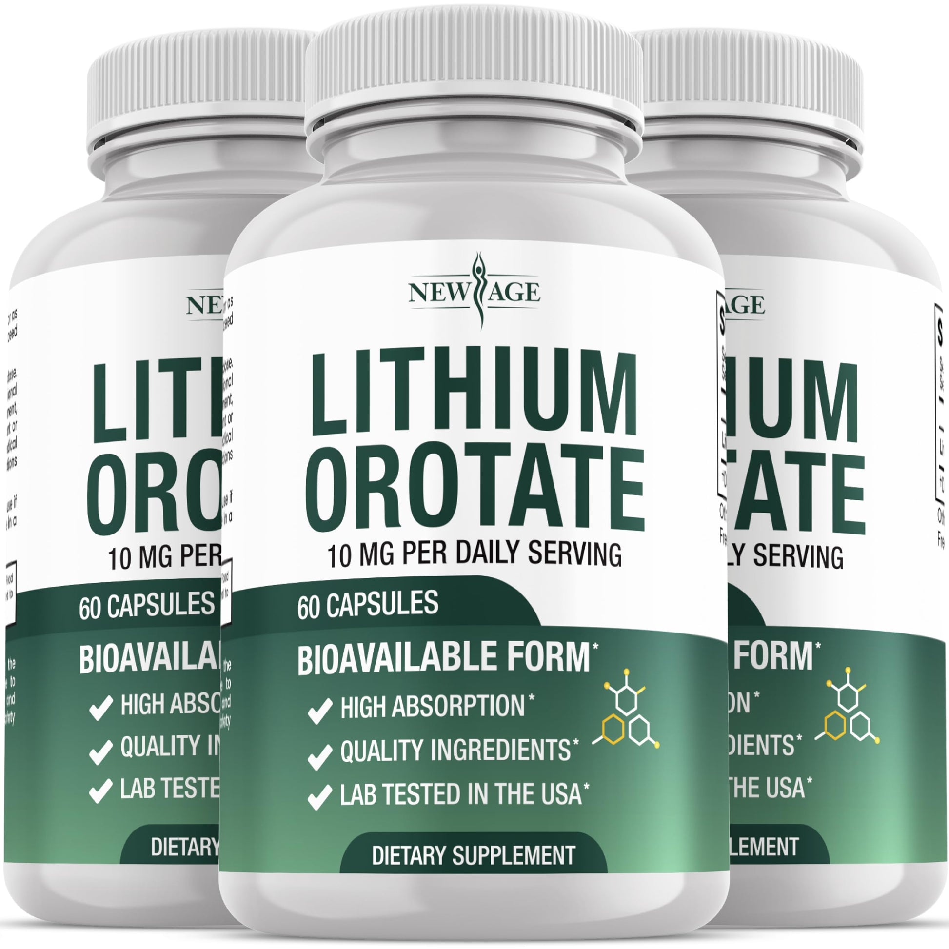 NEW AGE Lithium Orotate 10mg Capsule 180 Capsules