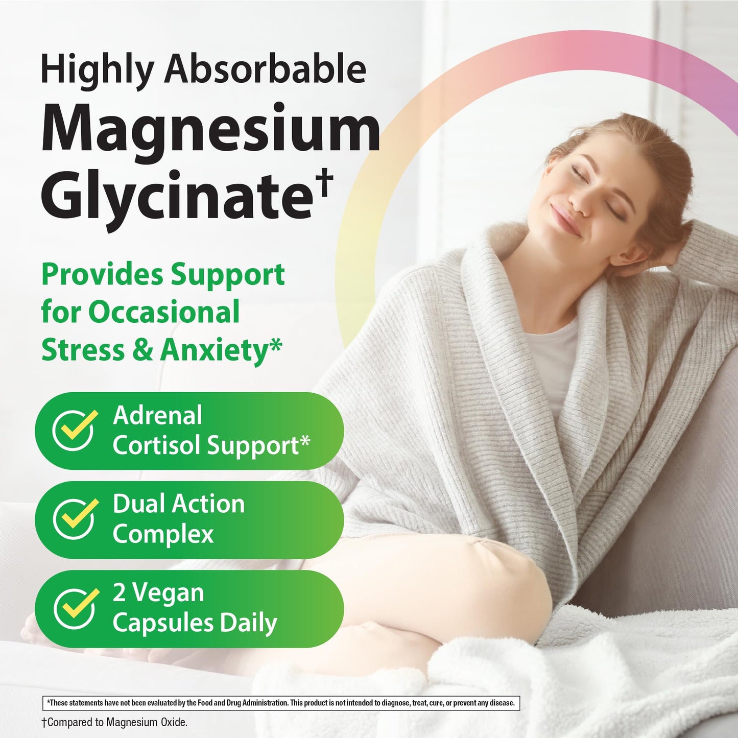 Rainbow Light Magnesium Glycinate + Capsule, 120 Capsules