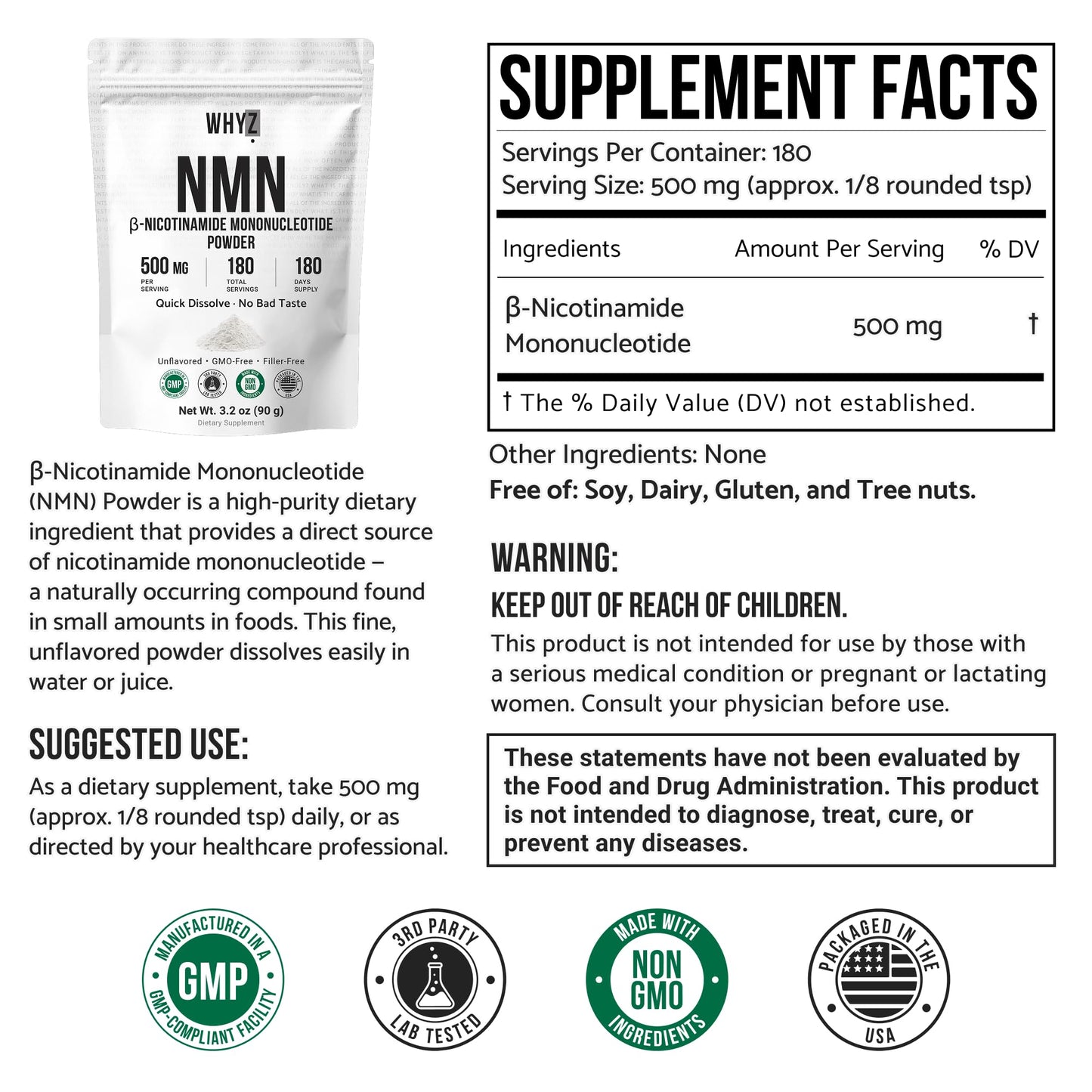 WHYZ Nicotinamide Mononucleotide Powder 3.2 oz