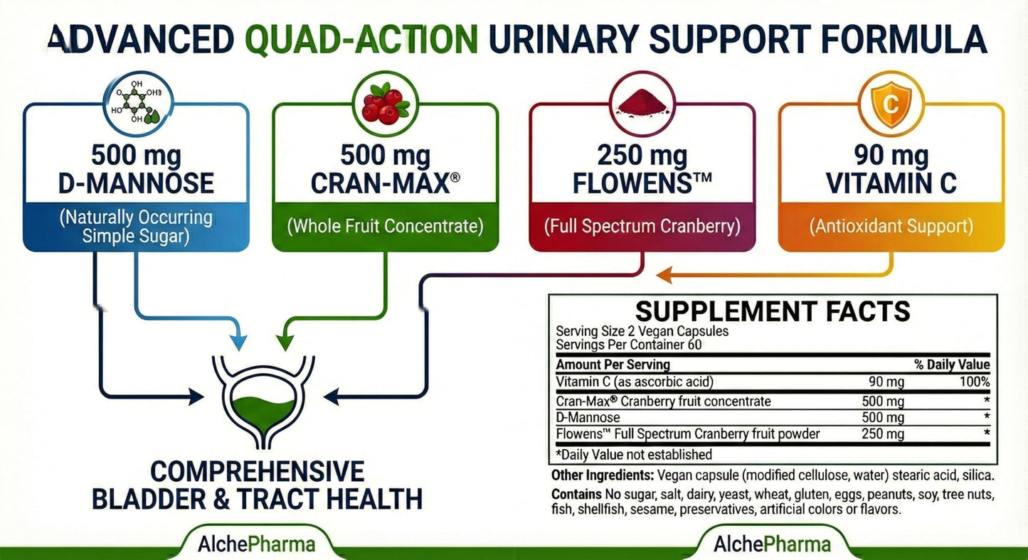 AlchePharma Advanced Urinary Care Supplement Flowens Cranberry Extract Blend Capsule, 1 Count