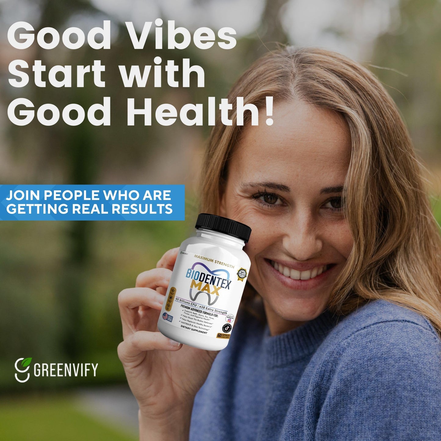 GREENVIFY BioDentex Max Maximum Strength Probiotic Supplement Capsules 60