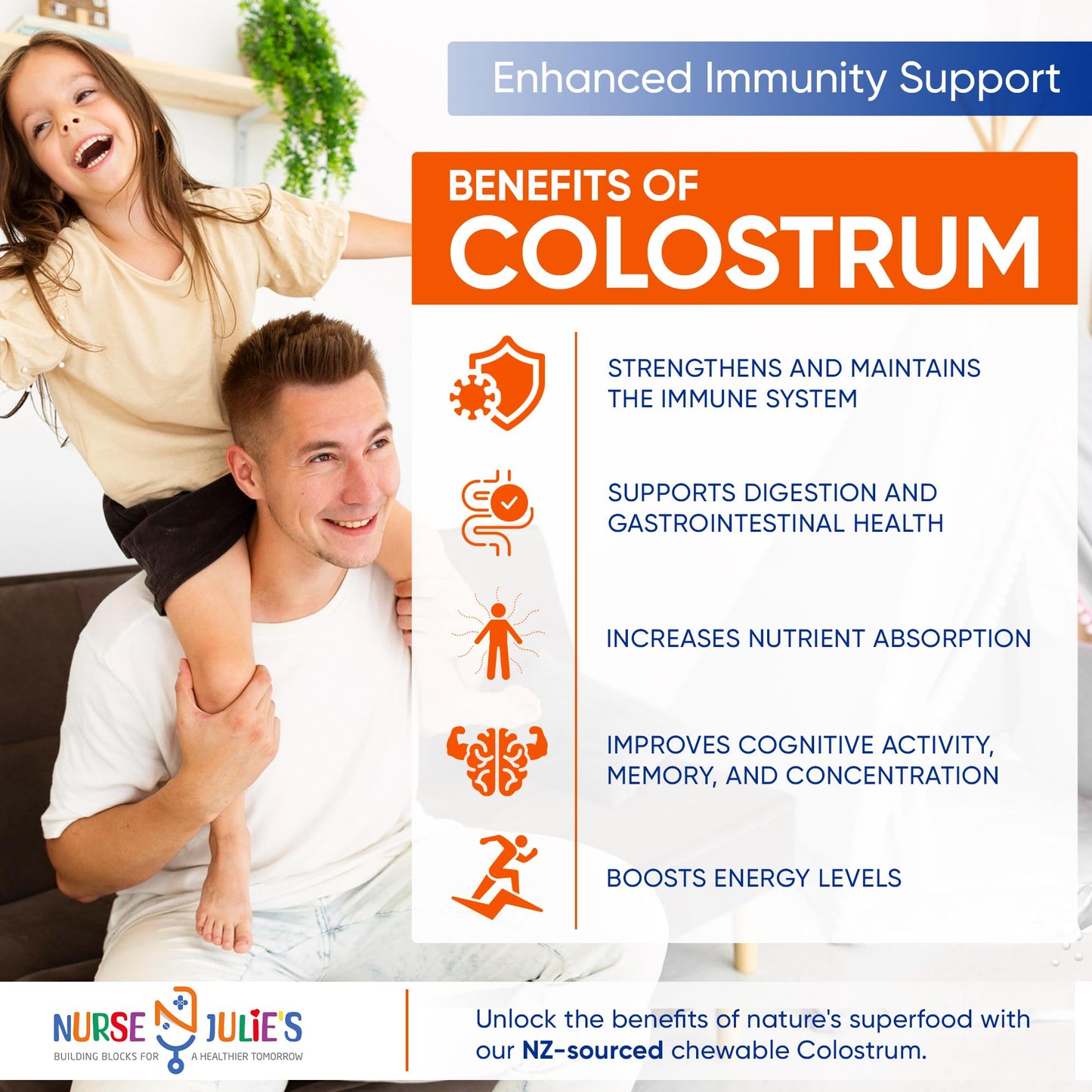 Nurse Julie's Chewable Colostrum for Kids Tablet, 120 Count