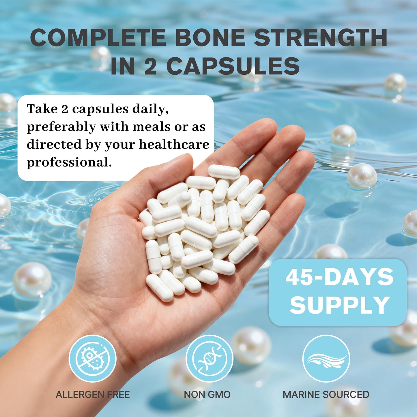 Qanoreth Marine Calcium Bone Density & Strength Supplement Capsule 1 Count
