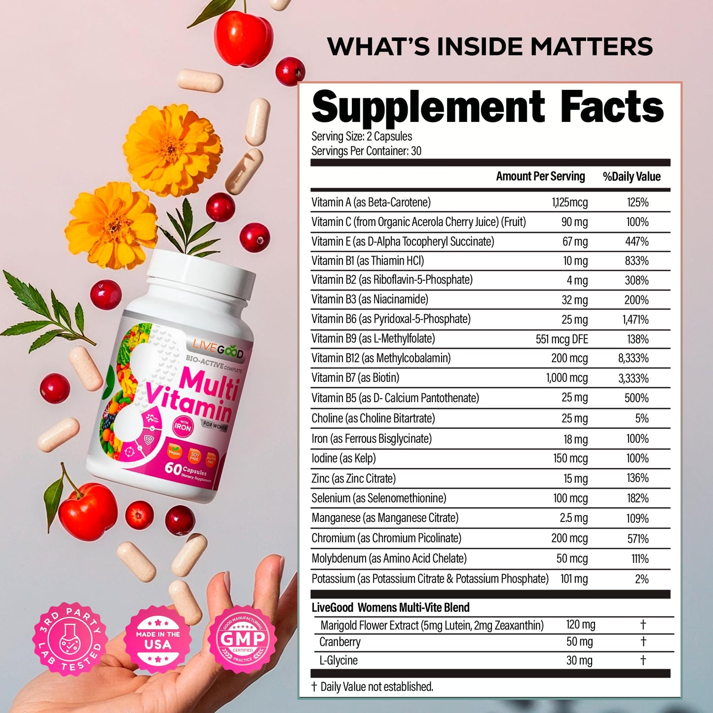 LIVEGOOD Bio-Active Complete Multivitamin for Women with Iron 60 Capsules