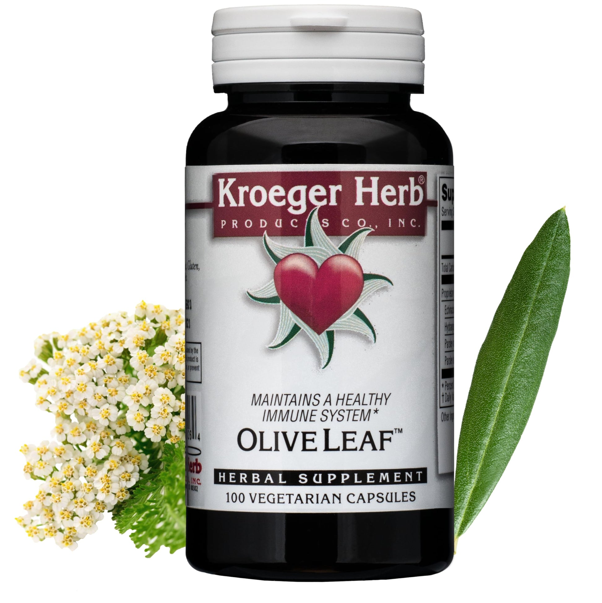 Kroeger Herb Products Olive Leaf Extract Capsules, 100 Capsules