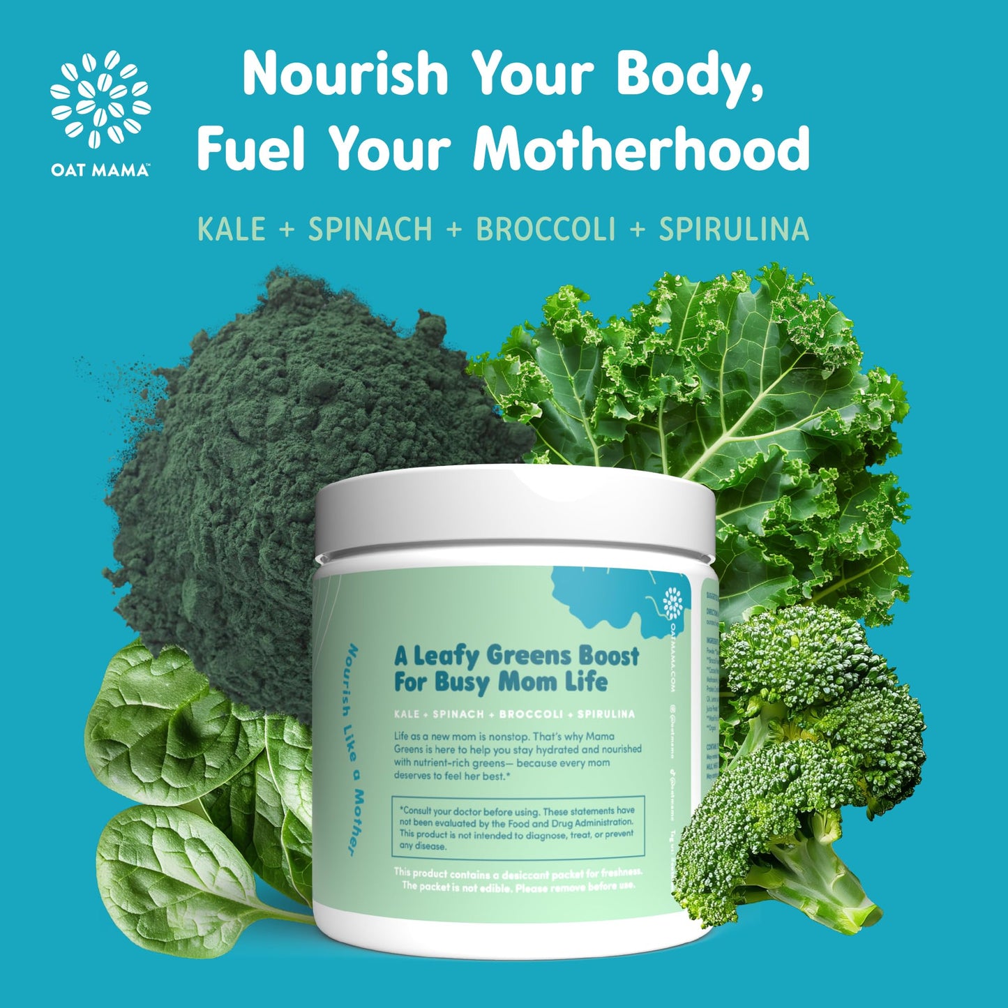 OAT MAMA Mama Greens Superfoods Booster Powder 6.35 Ounce