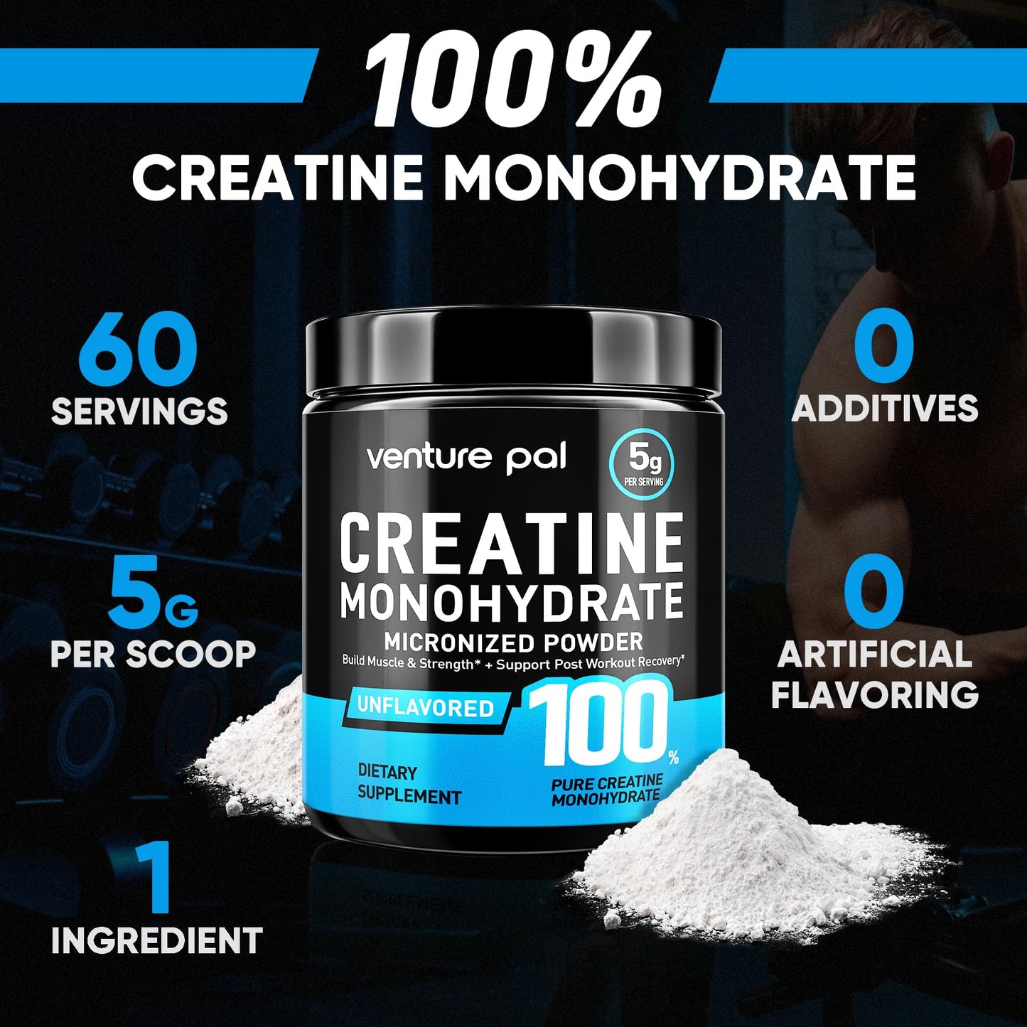Venture Pal 100% Pure Micronized Creatine Monohydrate Powder, 10.6