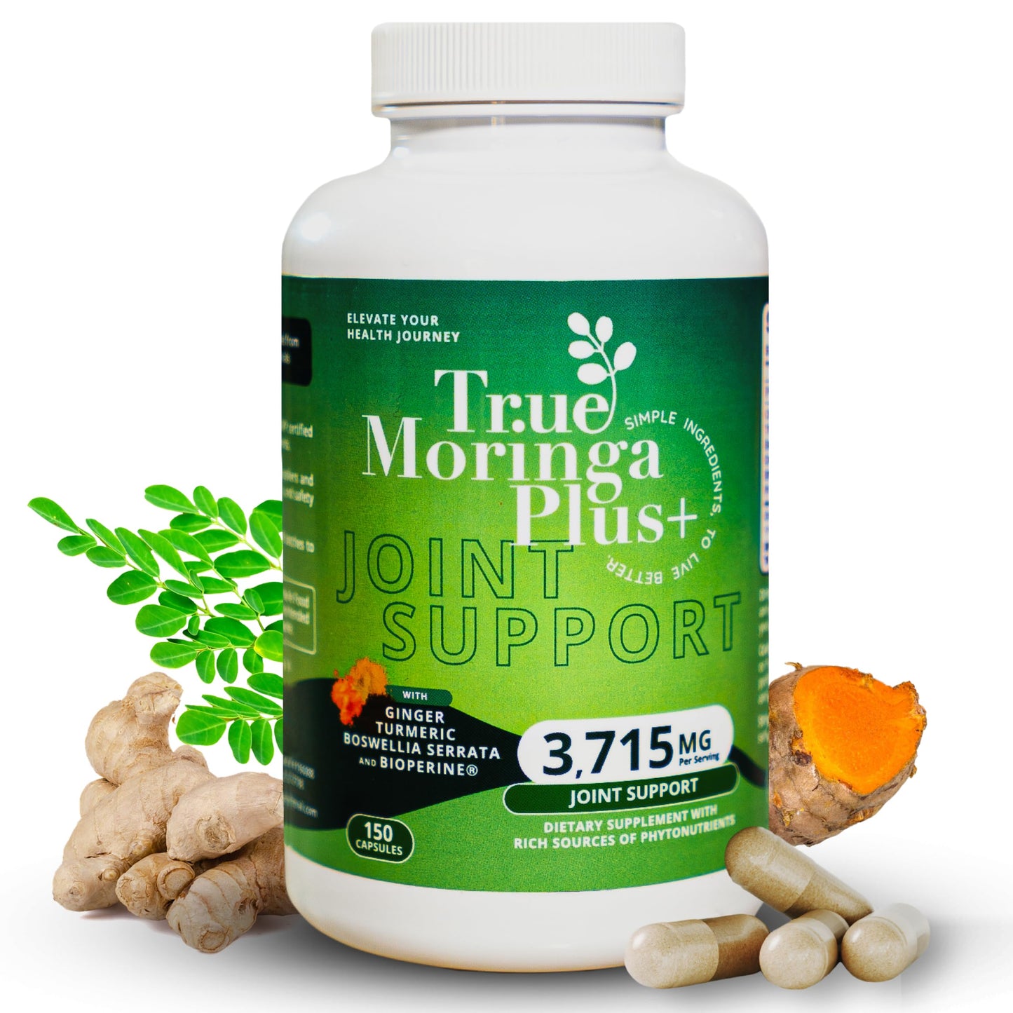 True Moringa Plus+ Joint Support Supplement 10:1 Extract Capsule, 150 Count